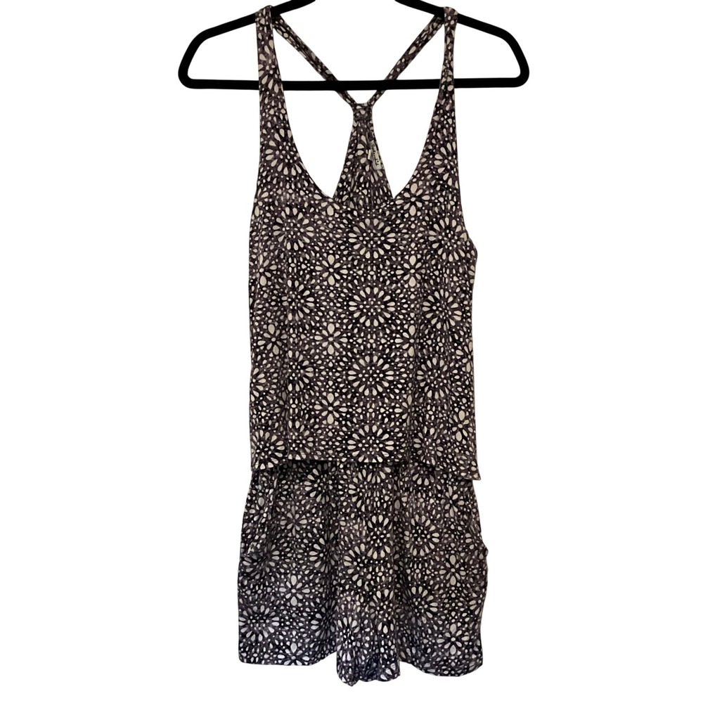 Splendid Purple Floral Racerback Popover Romper Shorts Size S/P